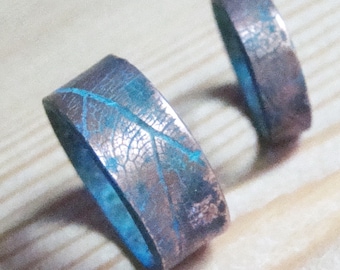 Handmade Leaf Couple Ring Set: Nature Inspired Wedding Bands