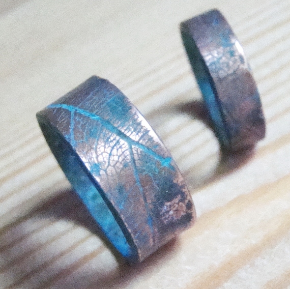 Handmade Leaf Couple Ring Set: Nature Inspired Wedding Bands