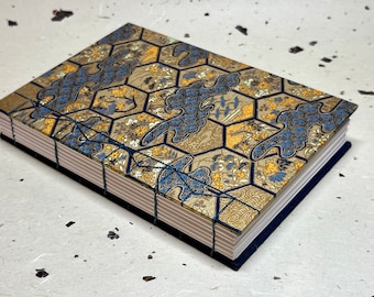 Handmade A5 Japanese Silk Journal: Chiyogami Paper, Cotton Cover