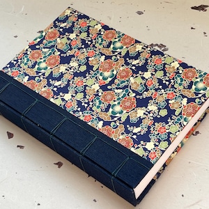 Handmade A5 Japanese Silk Journal: Chiyogami Floral Paper