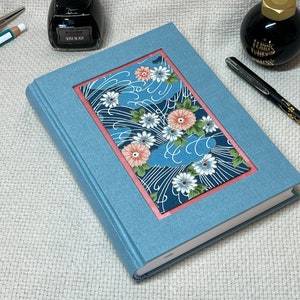 A5 Special Edition Round Spine HardBack Journal - Handmade Cotton/Silk & Japanese Chiyogami Print Journal