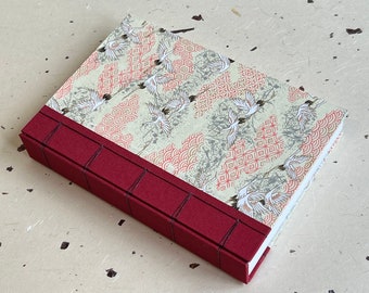 Japanese Silk Journal A5: Handmade Chiyogami Paper, Cranes