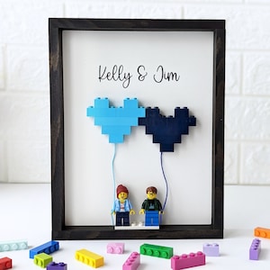Custom Mini Figure Couple Frame | Personalized Anniversary Gift for Couple | Wood Anniversary Gift | Unique Gift for Fiancé