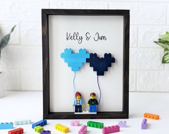 Custom Mini Figure Couple Frame | Personalized Anniversary Gift | Unique Game Room Art