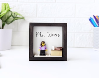 Personalized Teacher Name Plate | Custom Mini Figure Desk Decor | Male Teacher Appreciation Gift