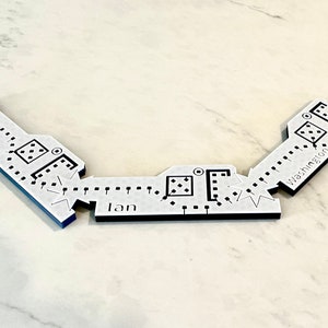 以下が含まれることがあります： キャメロン、イアン、ワシントンとラベル付けされた3つのピースを持つ白い床平面パズルです。