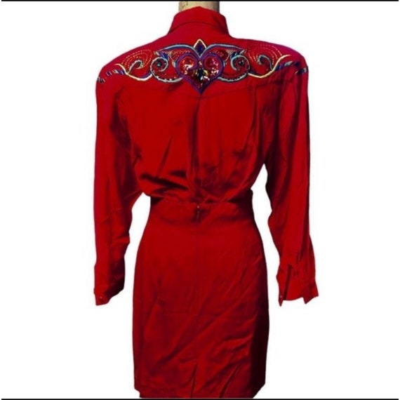 RARE Vintage Cedars Red Embellished Top & Skirt W… - image 3
