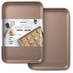 HAPPIELS Non-Toxic Nonstick 15'' Cookie Sheets 2-Pack | Baking Sheets| Premium Sheet Pans| Bakeware