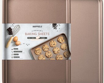 HAPPIELS Non Toxic Nonstick Half Baking Sheets Set of – 13 X 18