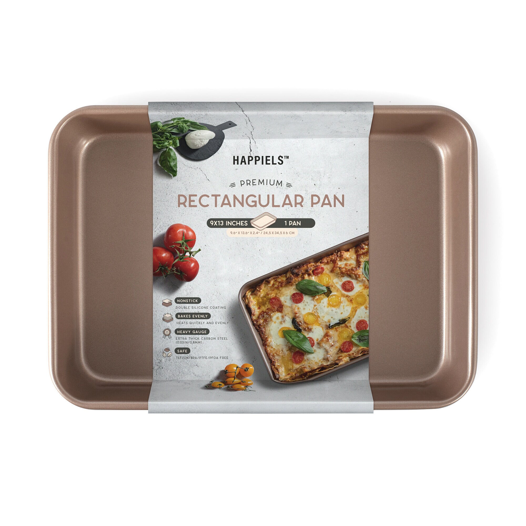 HAPPIELS Non toxic Nonstick 9x13 Inches Baking Pan Rectangle Cake