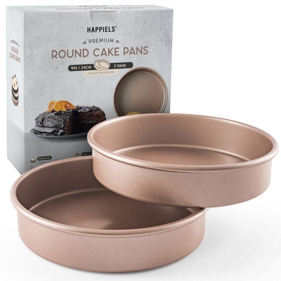 HAPPIELS Non Toxic Nonstick Round Cake Pans 9 Inch Set of 2 Premium Non Stick Bakeware Baking Pan 9 Inches Etsy