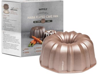 HAPPIELS INARA 10 Cup Fluted Tube Cake Pan Nonstick, PFOA Free Fluted Cake Pan for Baking, Pound Cake Mold for Oven