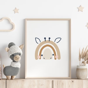 Giraffe Nursery Print, Safari Animal Print, Beige Nursery Print, Nursery Wall Art, Neutral Nursery Print, Baby Room Wall Decor, Boho Nursery