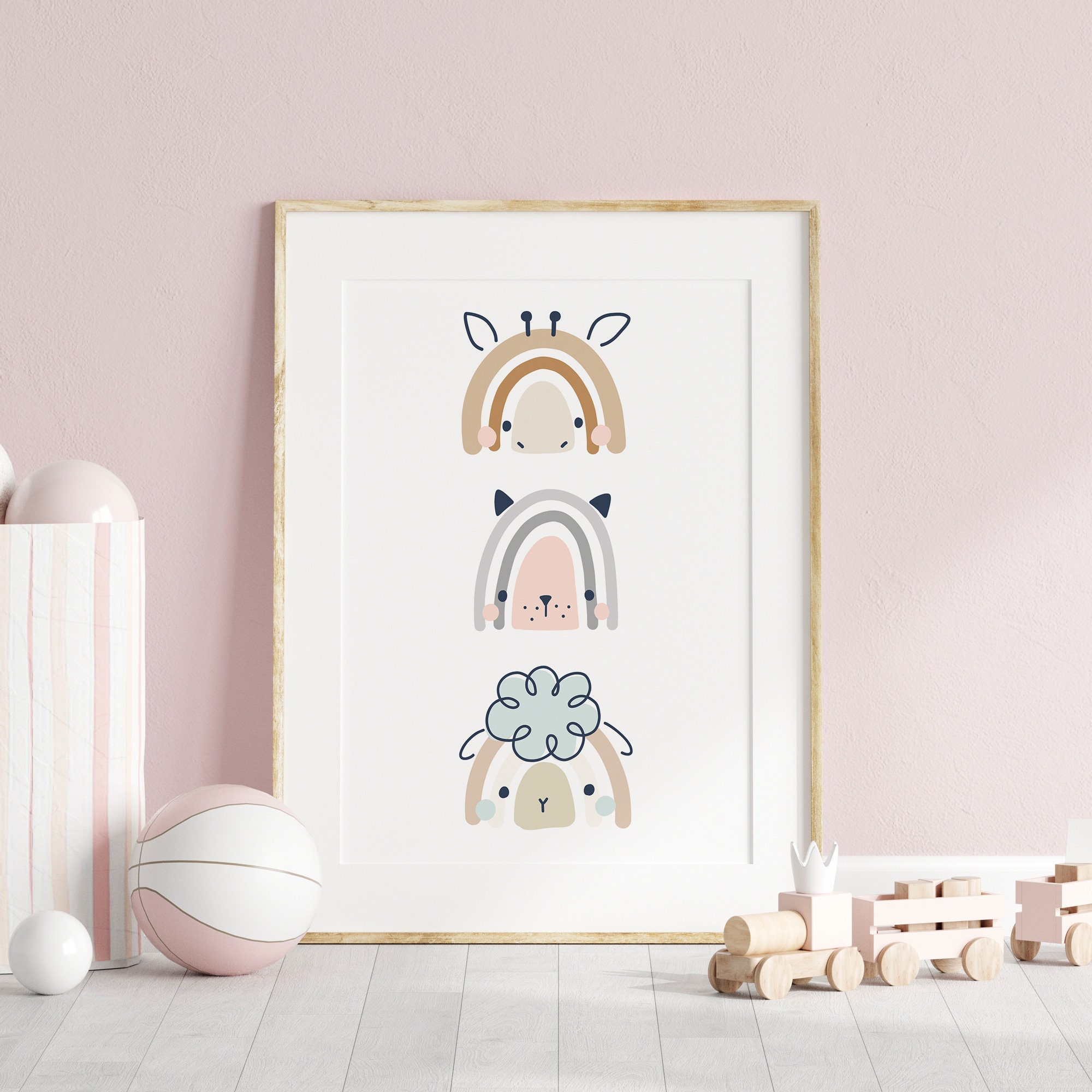 Cute Animals Nursery Print, Neutral Nursery Decor, Baby Room Wall Decor ...