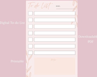 Printable To Do List — PDF planner checklist — Task Lists — Instant Download — A4 print at home task checklist