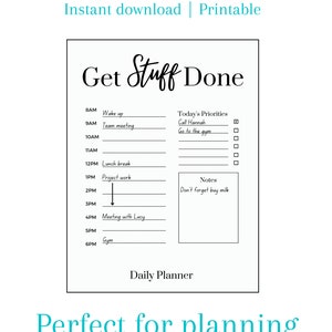 Black and White Daily Planner Instant Download PDF Printable Digital ...