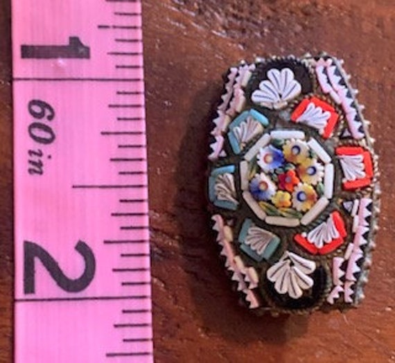 Vintage, Italian, Floral, Mosaic Brooch - image 3