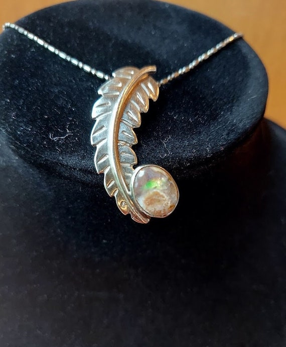 Womens Opal and Sterling Necklace