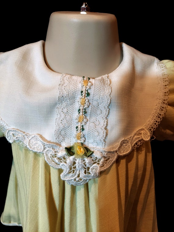 Vintage Yellow Pleated Baby Girl Dress - image 4