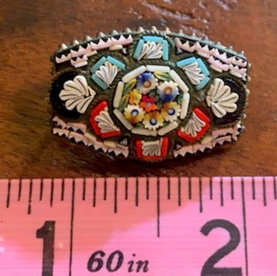 Vintage, Italian, Floral, Mosaic Brooch - image 2