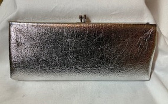 Shimmery, Silver, Vintage, 1950's Clutch Purse - image 5