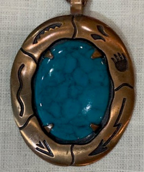 Vintage, Native American,  Solid Copper and Faux … - image 3