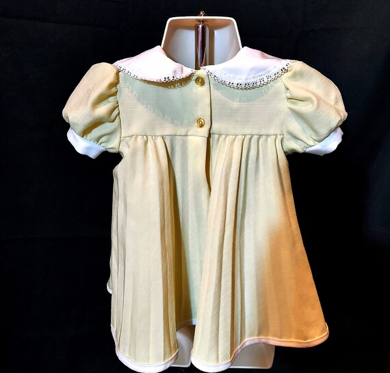Vintage Yellow Pleated Baby Girl Dress - image 5
