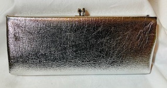 Shimmery, Silver, Vintage, 1950's Clutch Purse - image 1