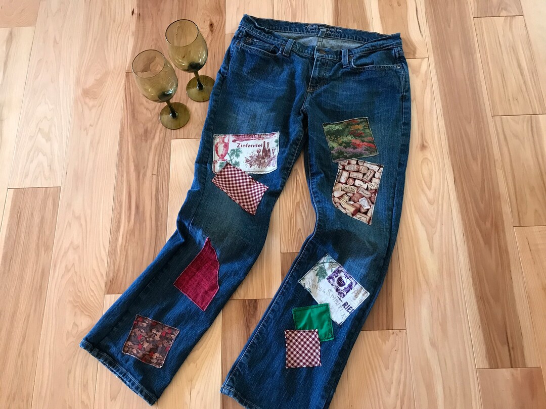 Handmade Upcycled Patched Boho Hippie Jeans Women's Size 6 - Etsy