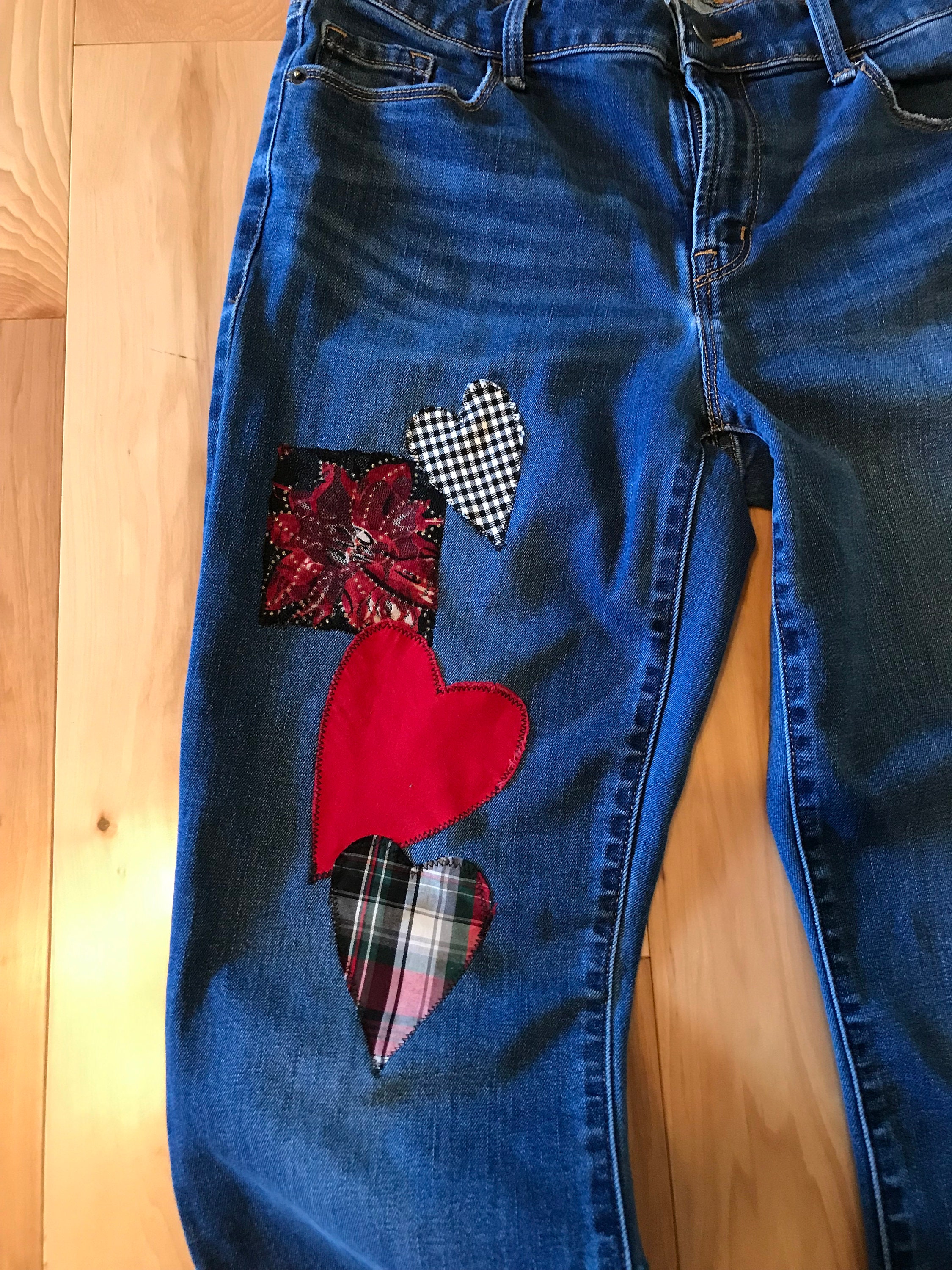 Distressed Patchwork Upcycled Jeans Women's Size 8 - Etsy