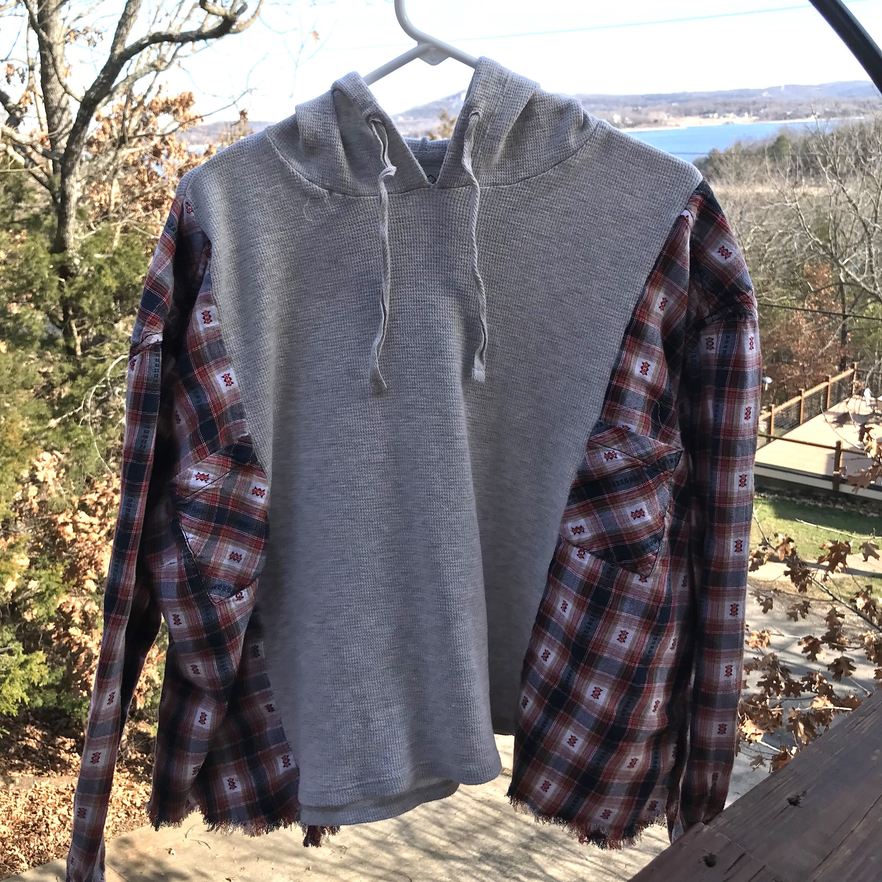 Adidas half hoodie half flannel new arrivals