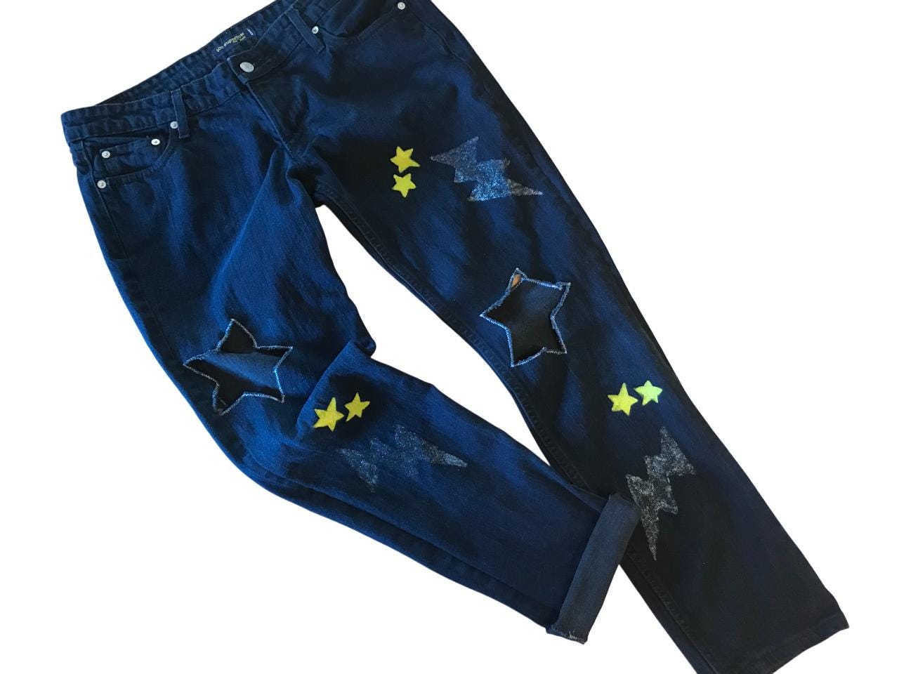 【COLOR iN ID】star painting jeans 1990s Japanese Brand Switch Paint-splattered Ripped