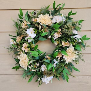 Olive Branch All Year All Season Front Door Wreath; Spring Summer Neutral Year-Round Farmhouse or Cottage Garden Décor; Housewarming Gift