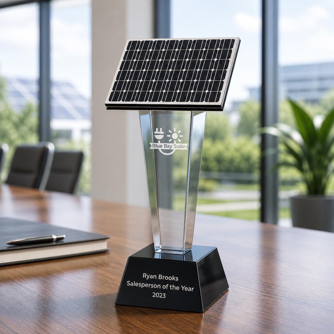 Custom Solar Power Award Trophy for Top Sales and Installation ...