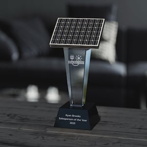 Trofeo de premio de energía solar personalizado por las mejores ventas e instalaciones