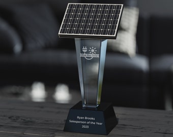 Custom Solar Power Award Trophy for Top Sales and Installation Recognition