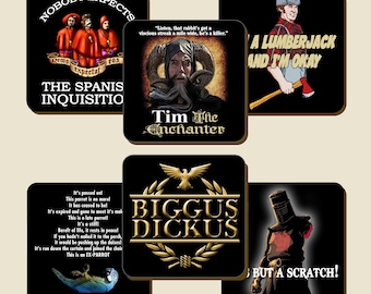 Monty Python Coaster Set (6) - Inspired by popular sketches from the Monty Python team
