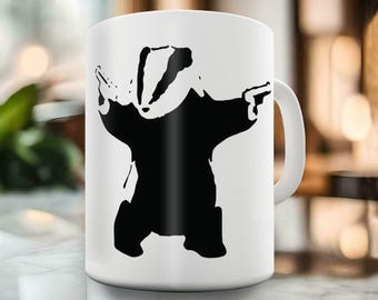 Banksy Style Badger Gift Mug