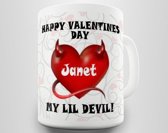 Taza de San Valentín personalizada con el nombre de My Lil' Devil