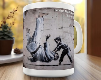 Banksy, Ukraine Wall Mural Mug - Trinbute to todays Freedom Fighters
