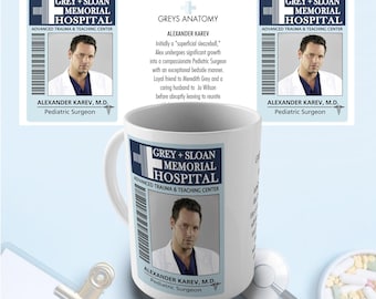 Alex Badge, Grey's Anatomy Gift Mug - With a short character description