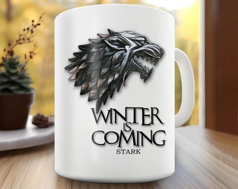 Winter is Coming Gift Mug - Famous Dire wolf and Stark quote inspired by Game of Thrones
