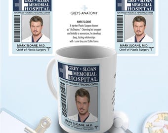 Mark Badge, Grey's Anatomy Gift Mug - With a short character description
