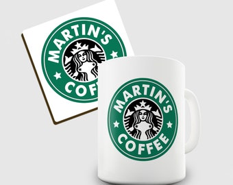 Starbucks Personalised Mug and Coaster - Inspired by the famous logo
