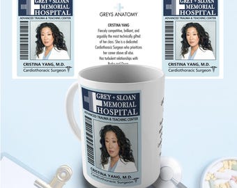 Cristina Badge, Grey's Anatomy Gift Mug - With a short character description