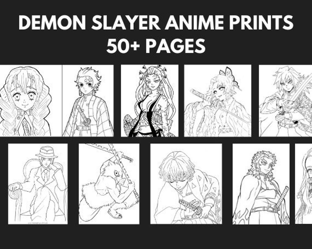 Demon Slayer Printable Coloring Sheets Anime Art-Teen-Adult - Etsy México