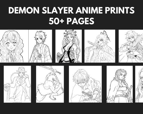 Demon Slayer Printable Coloring Sheets Anime Art-teen-adult - Etsy
