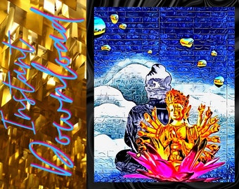 Buddha art prints Buddhist print Meditation wall art Enlightened art Zen print Loving kindness Yoga room Instant download Buddha and Durga