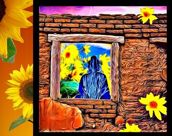 Buddha silhouette art prints Buddhist print Meditation wall art Enlightened art Zen print Loving kindness  Instant download Buddha sunflower