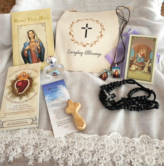 30-Pack Catholic Religious Gifts Set - Prayer Cards & Rosary